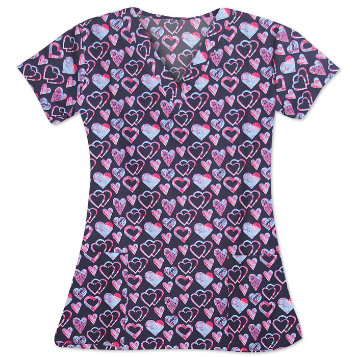 White Cross - 617-RHR - Rainbow Hearts - V-Neck Printed Top