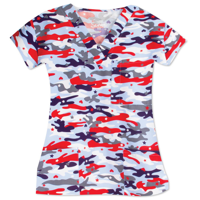 9904-1804M - Ladies 3 Pocket V-Neck Top - CAMO GLORY