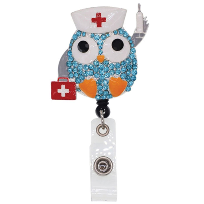 CU-020 - Dazzle Retractable Badge Reel - Owl Nurse