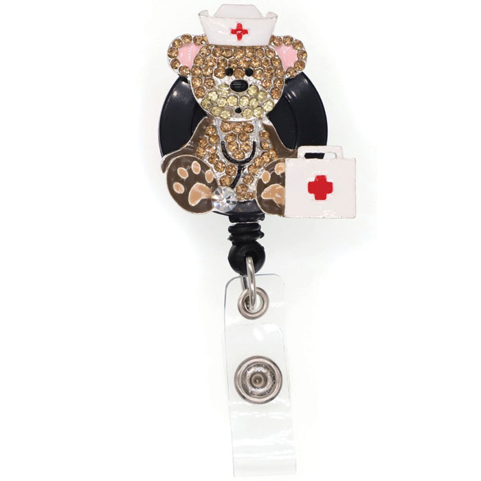 CU-026 - Dazzle Retractable Badge Reel - Teddy Bear