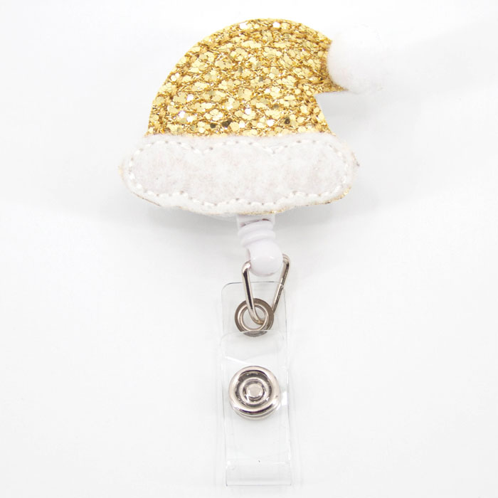 GOLDGLT - ID Badge Holder - Gold Glitter Santa Hat