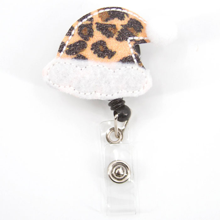 LEOHAT - ID Badge Holder - Leopard Print Santa Hat