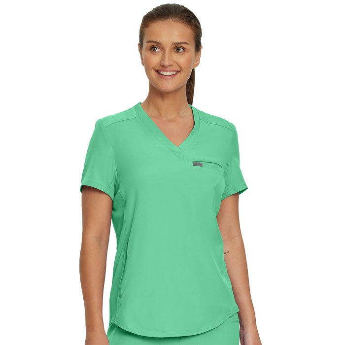 Landau Forward - Ladies Curved Hem Tuck In V-Neck - LT101 - Nu Green