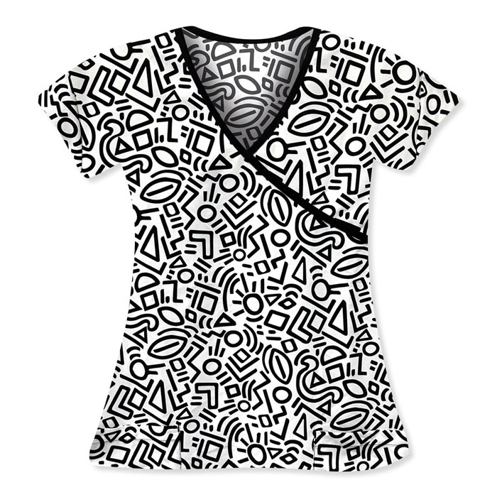 9903-3168M - Ladies Mock Wrap Top - HIEROGLYPHICS