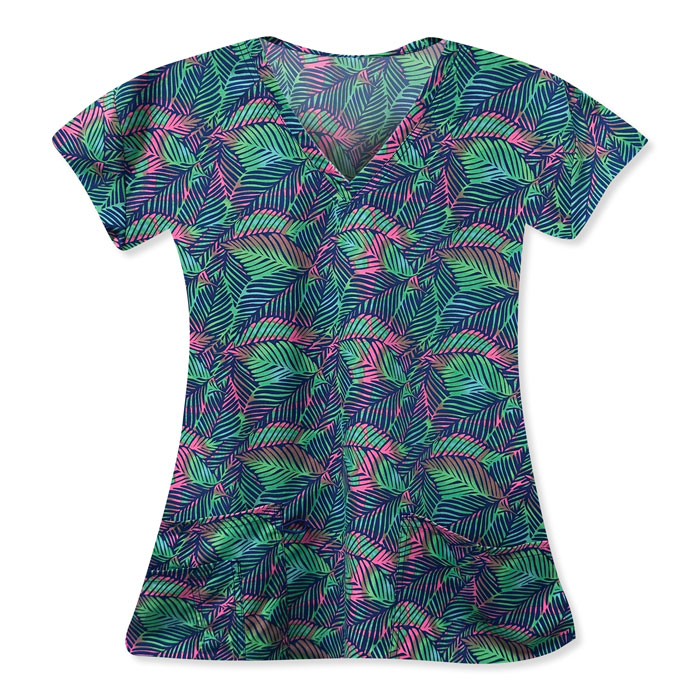 Scrubfinity-5315-3151M-Ladies-V-Neck-2-Pocket-Scrub-Top-SUMMER-REMINISCING