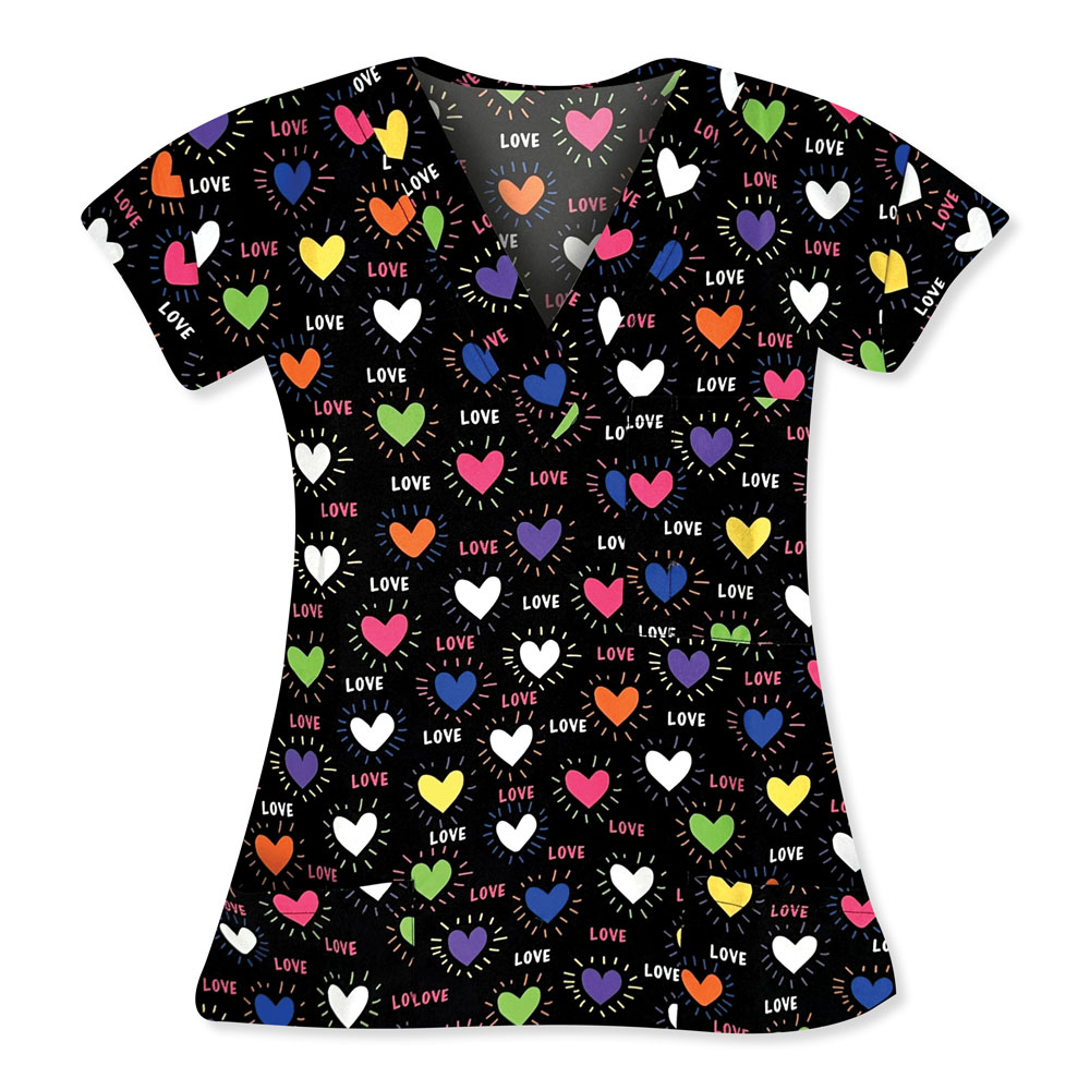 9904-3187M-Ladies-3-Pocket-V-Neck-Top-LOVE-STRUCK