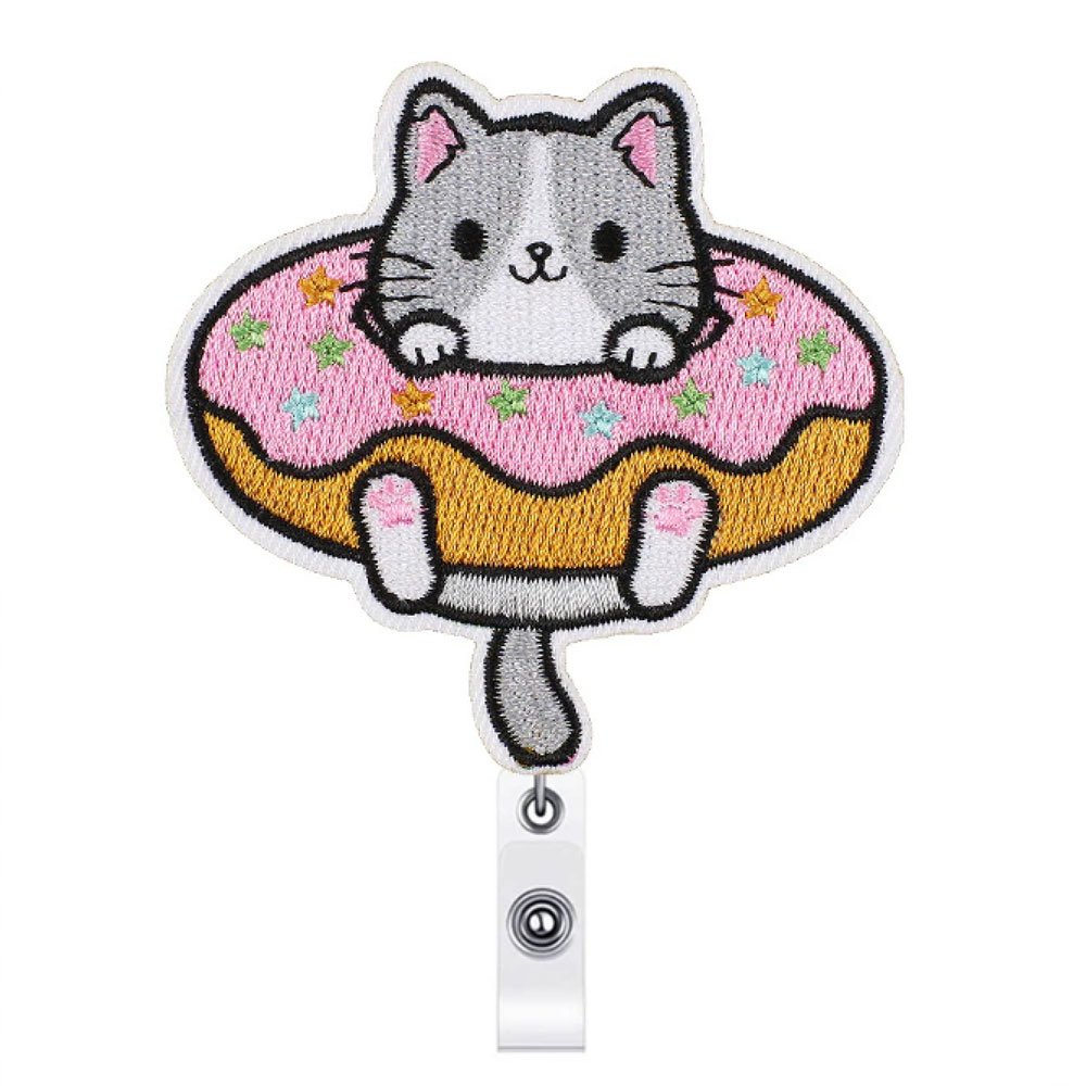 Retractable Badge Reel, Donut Cat