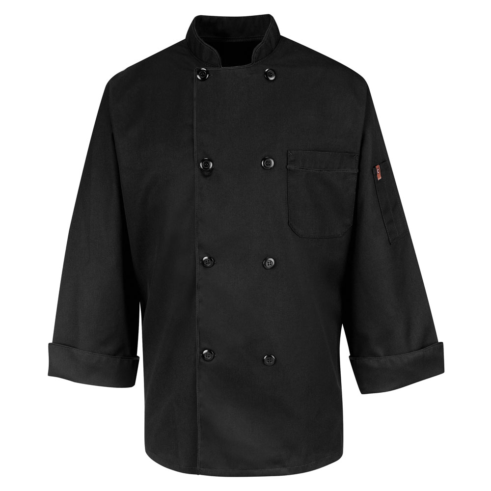 Red-Kap-KT76-Eight-Button-Black-Chef-Coat