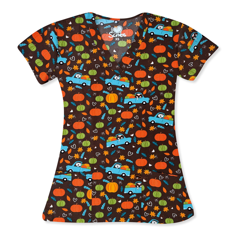 I-Love-Scrubs-5210-3554-Ladies-2-Pocket-V-Neck-Top-AUTUMN-ADVENTURES