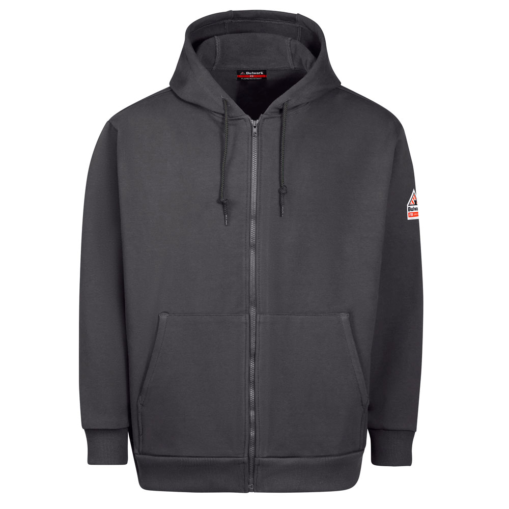 Bulwark-SEH4-Mens-Fleece-FR-Zip-Front-Hooded-Sweatshirt