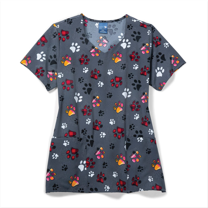Zoe and Chloe - Z15213-CKPW - Womens V-Neck Top - CHECKING PAWS