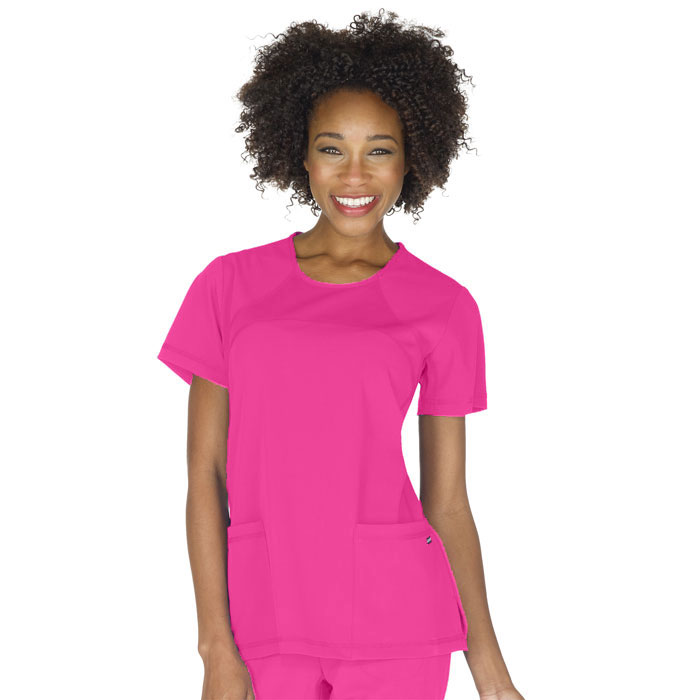 Jockey Modern - 2333 - Ladies Round Neck Mesh Trimmed Scrub Top - Rounded Neckline