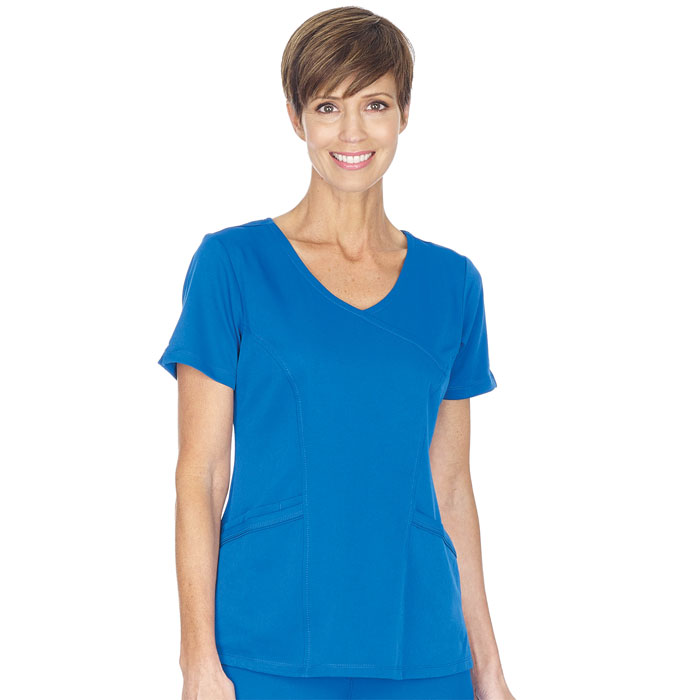 HH Works - 2525 - Madison Faux Wrap 3 Pkt V-Neck Scrub Top