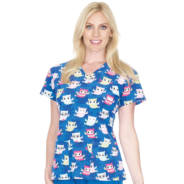 5284-1670 - Ladies 2 Pocket V-Neck Top - WHAT A HOOT
