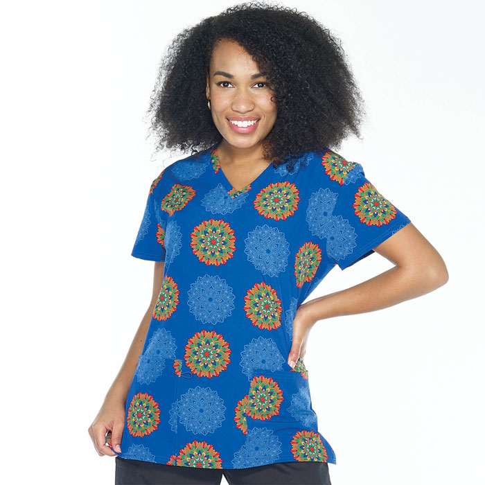 5284-1879S-Ladies-2-Pocket-V-Neck-Top-VIBRANT-DASHIKI