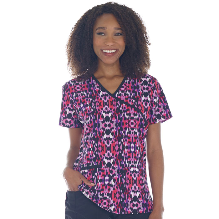 5288-2098S - Ladies Mock Wrap Top - PINKBLOTS