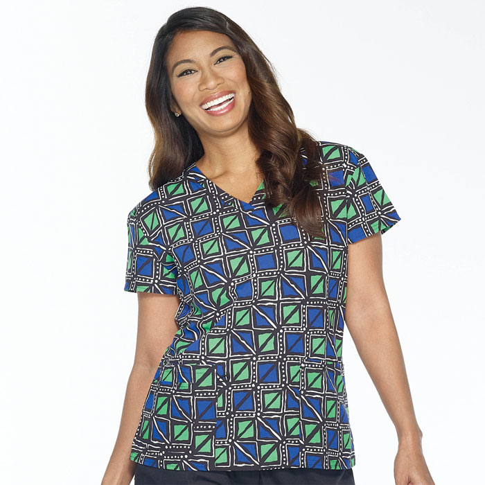 Scrubfinity - 5315-1878M -  Ladies V-Neck 2 Pocket Scrub Top - TRIBAL SPIRIT