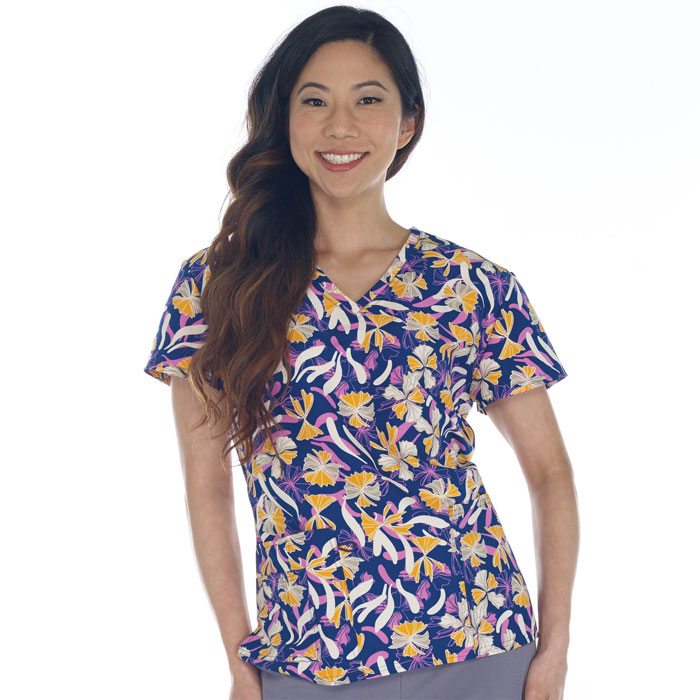 Scrubfinity-5315-2135M--Ladies-V-Neck-2-Pocket-Scrub-Top-Sunset-Floral