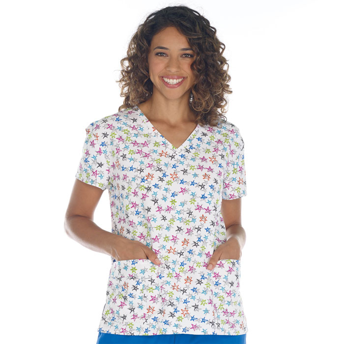 Scrubfinity - 5315-2141M -  Ladies V-Neck 2 Pocket Scrub Top - Starry Sky