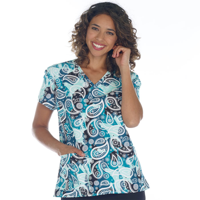 Scrubfinity - 5315-2144M -  Ladies V-Neck 2 Pocket Scrub Top - Camo Paisley