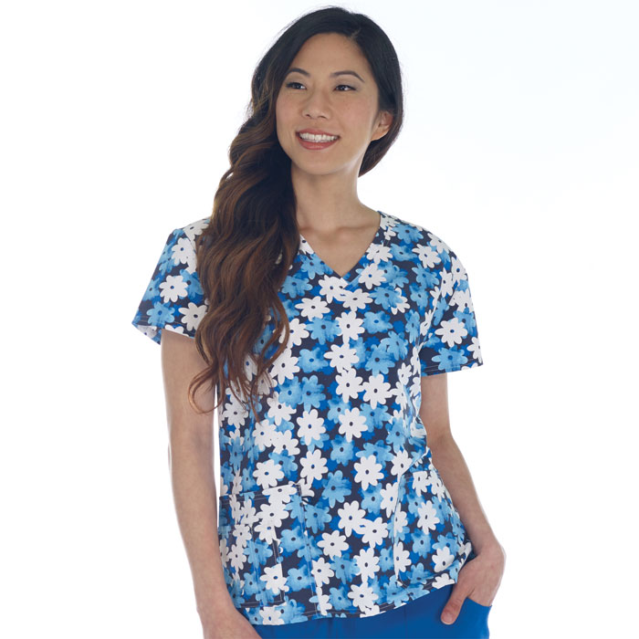 Scrubfinity - 5315-3016M -  Ladies V-Neck 2 Pocket Scrub Top - BUNCH OF BLUE