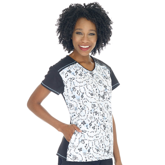 5326-1326 - Eased V Color Block Scrub Top - Are You Listening