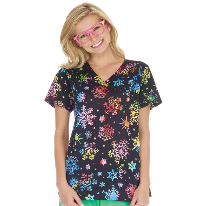 bio - bring it on - 5372-3226 - Mock Wrap Top - Rainbow Snowflakes