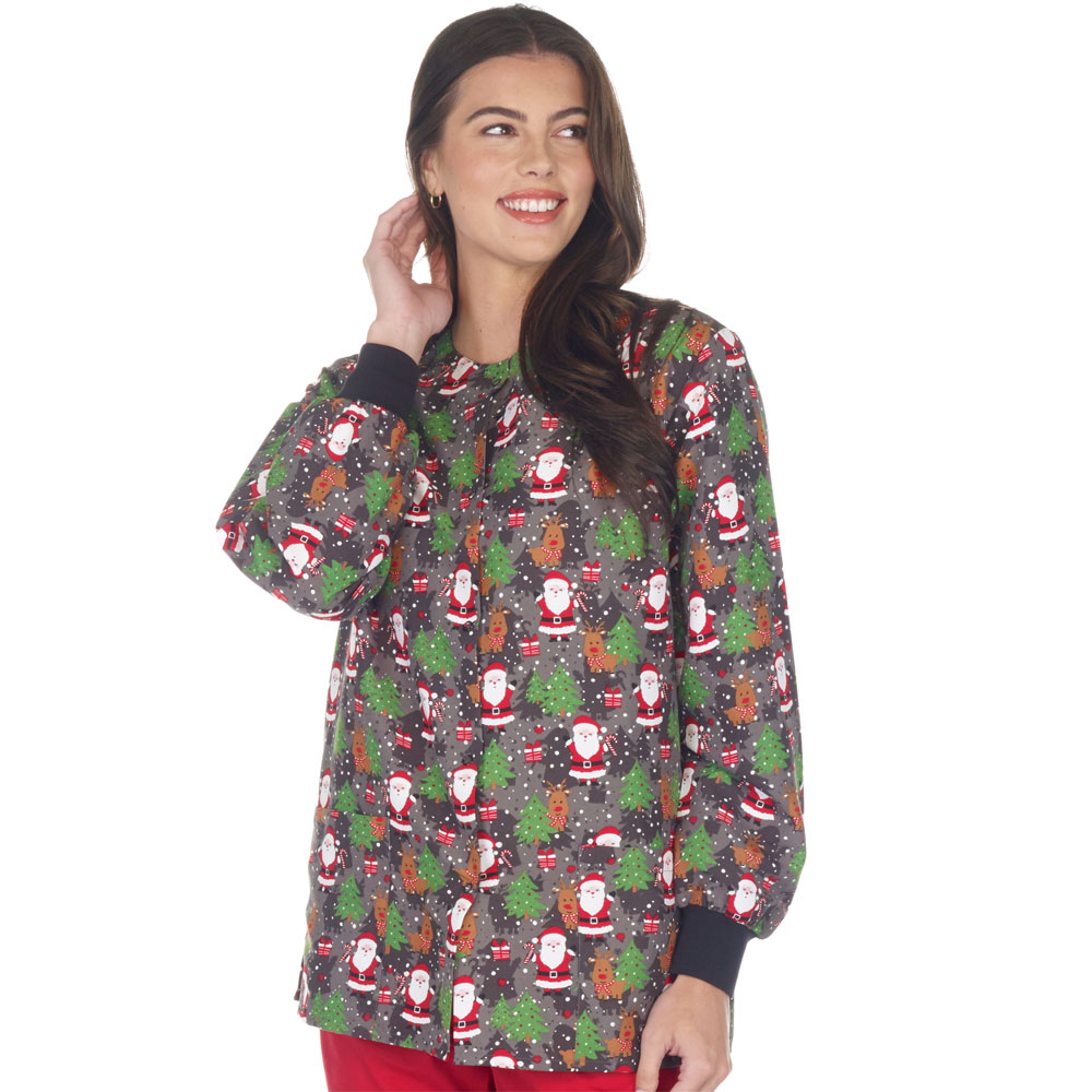 5513-3201M - Ladies Printed Warm-Up Jacket - SANTAS REINDEERS