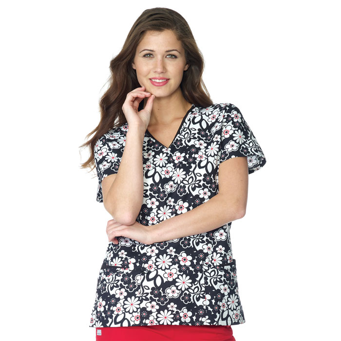 953-630C - Ladies - Layered V-Neck Top - 2 Pockets - Serene