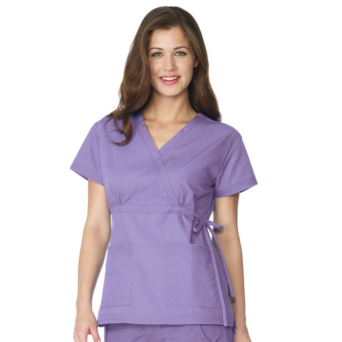 Scrubin Silver Label - 978 - Ladies - Mock Wrap Scrub Top with Adjustable Empire Waist Tie