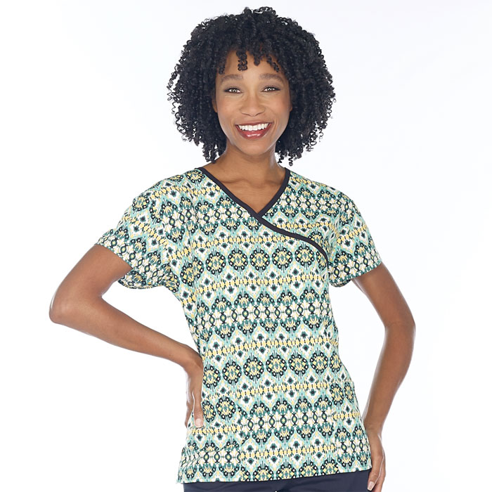 9903-2044M - Ladies Mock Wrap Top - STAINED GLASS
