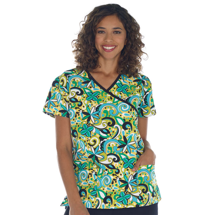 9903-2134M - Ladies Mock Wrap Top - Groovy Dreams