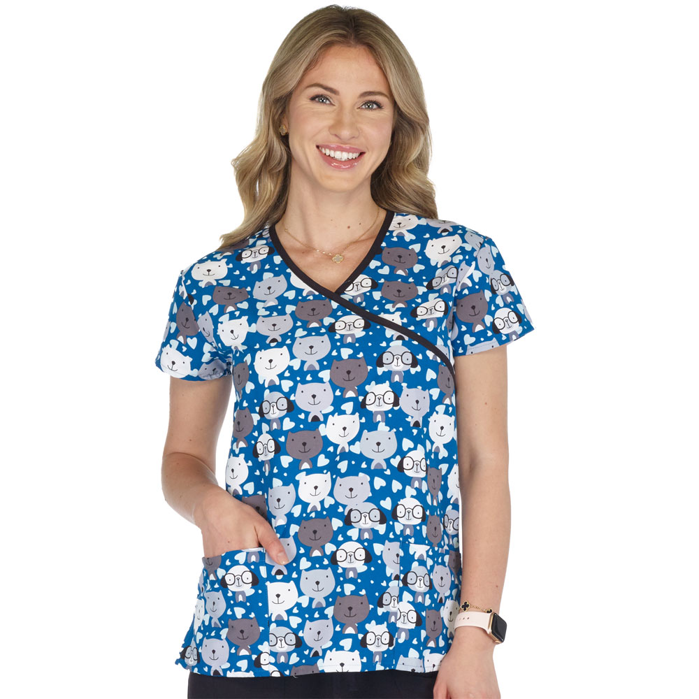 9903-3100M - Ladies 2 Pocket V-Neck Top - DOCTOR PUP