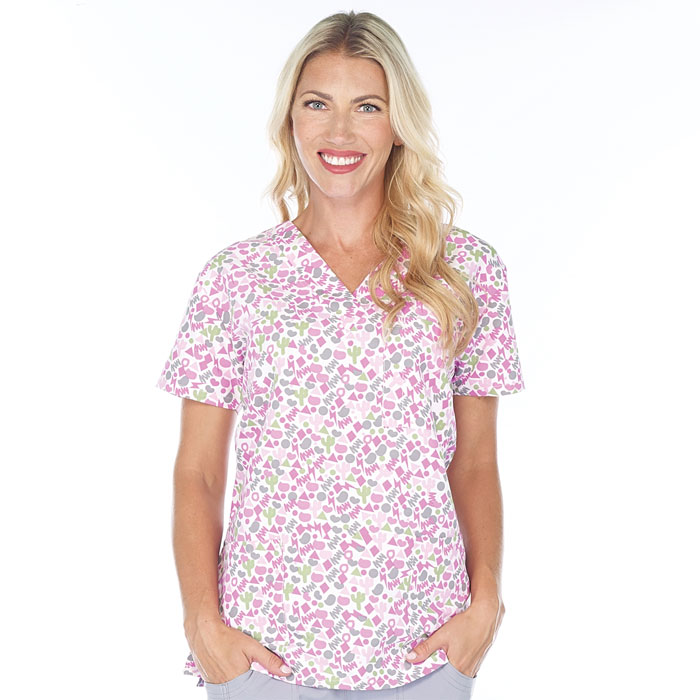 9904-2045M - Ladies 3 Pocket V-Neck Top - DITZY CACTUS