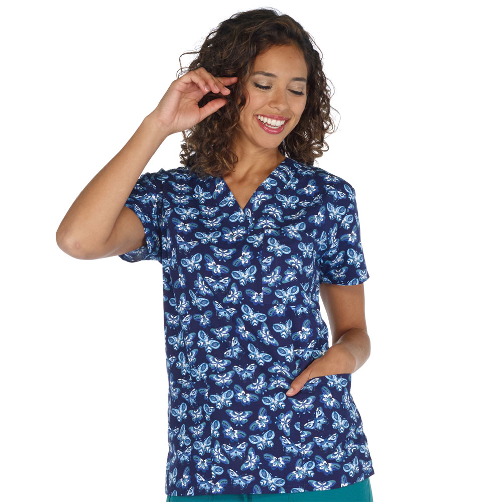 9904-3145M - Ladies 3 Pocket V-Neck Scrub Top - BUSY FLY