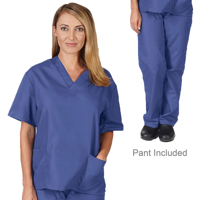 Natural-Uniforms-BP101-Unisex-Solid-V-Neck-Scrub-Set