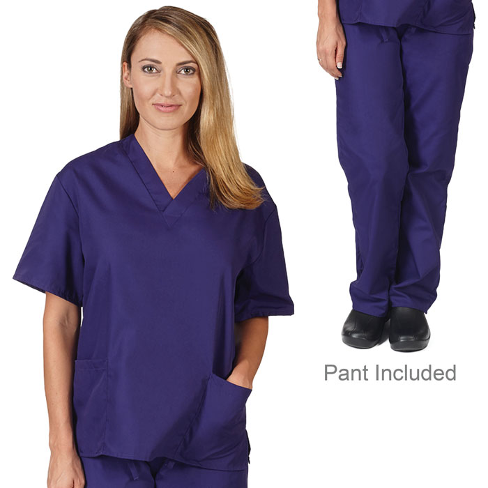 Natural-Uniforms-BP101-Unisex-Solid-V-Neck-Scrub-Set