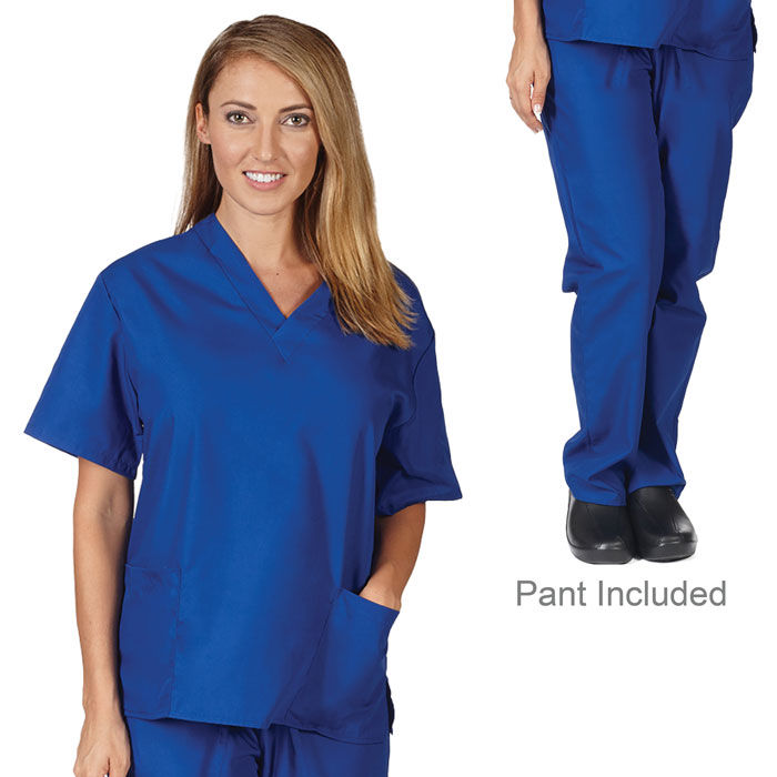 Natural Uniforms, Unisex Solid V-Neck Scrub Set