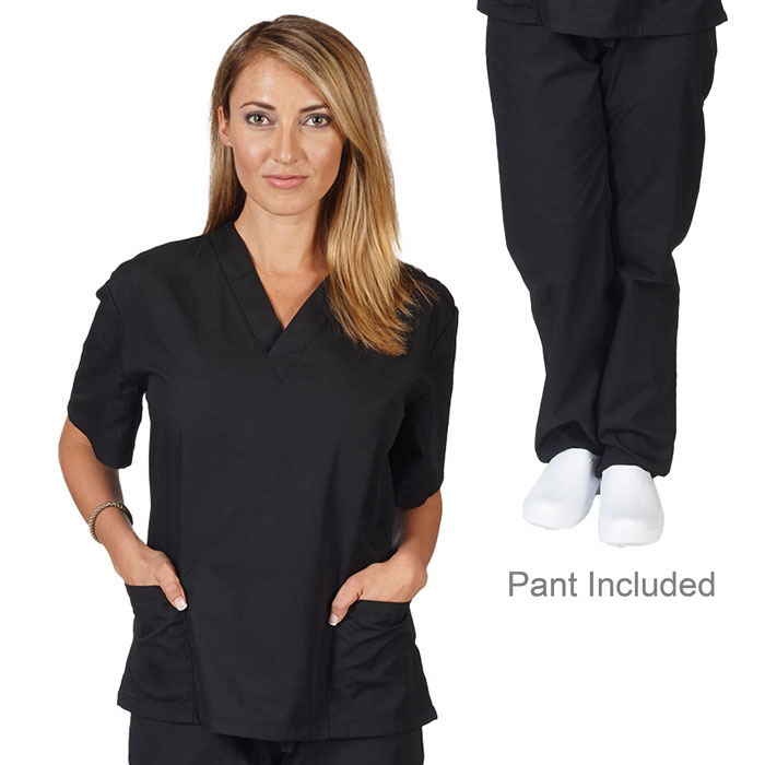 Natural-Uniforms-BP101-Unisex-Solid-V-Neck-Scrub-Set