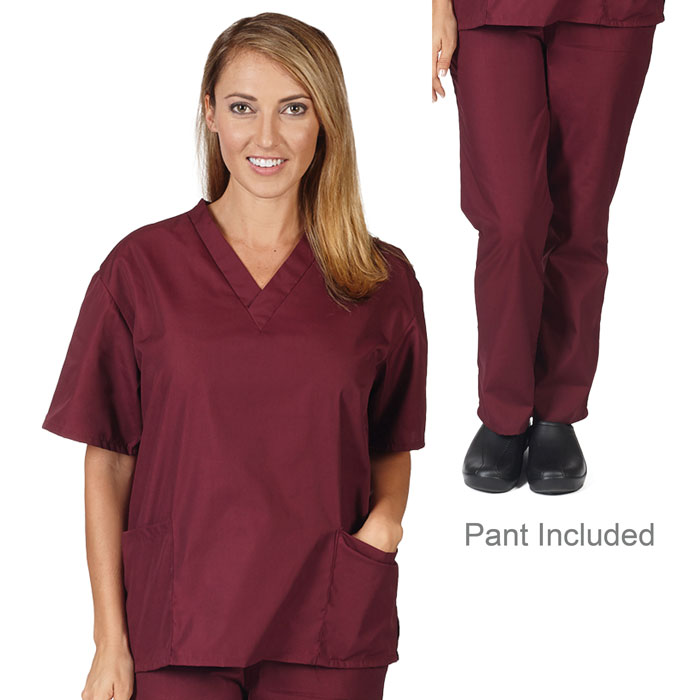 Natural-Uniforms-BP101-Unisex-Solid-V-Neck-Scrub-Set