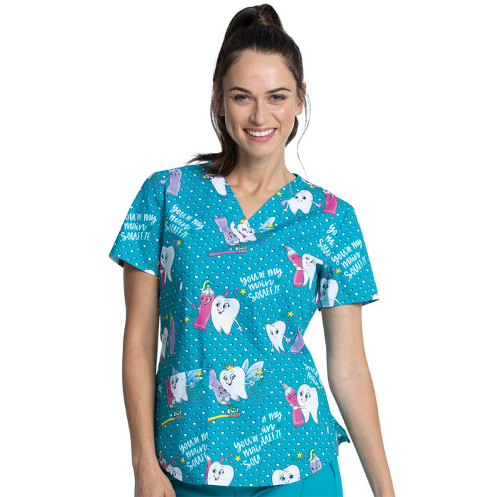 Cherokee Prints - CK652-MQUZ - V-Neck Scrub Top - My Main Squeeze