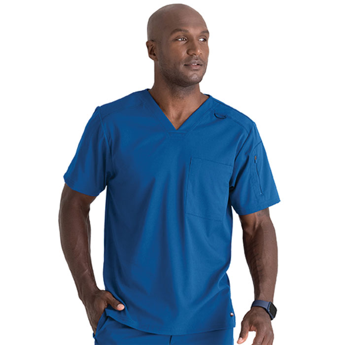 Greys Anatomy - GR079 - Spandex Stretch by Grey's Anatomy Men's Murphy V-Neck Solid Scrub Top