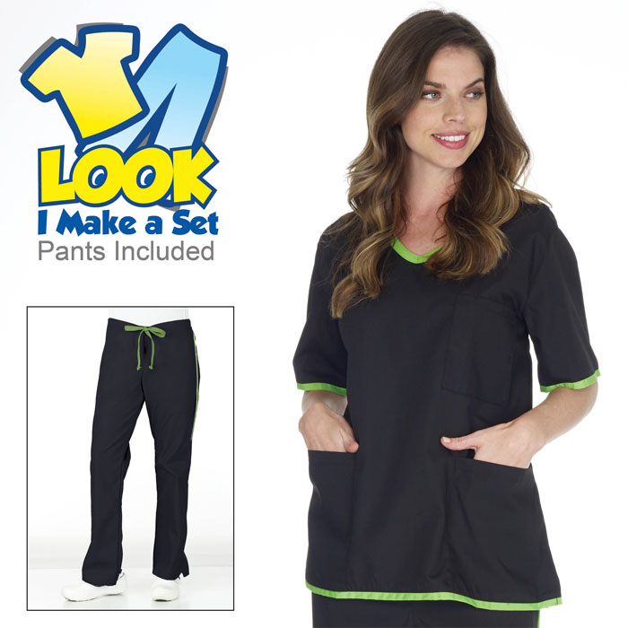 Natural Uniforms - SH505 - Womens Contrast Trim Scrub Set