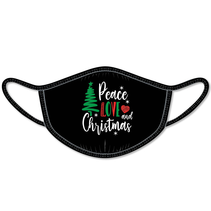 Gildan - Peace Love and Christmas Print Fabric Face Mask - GEMASK