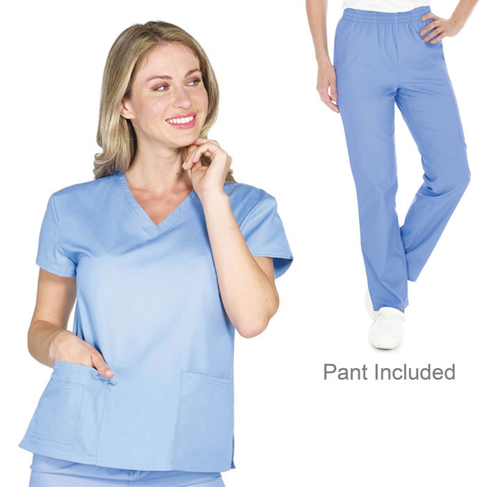 Scrubfinity - 5330 - 890 - Ladies Scrub Set - V-Neck Top and Pull-On Cargo Pant