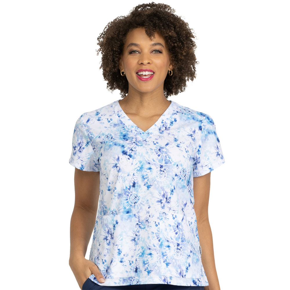 Ava Therese - Zavate - 1054-TDOB - Womens V-Neck Stretch Top - TIE DYE OBSESSION