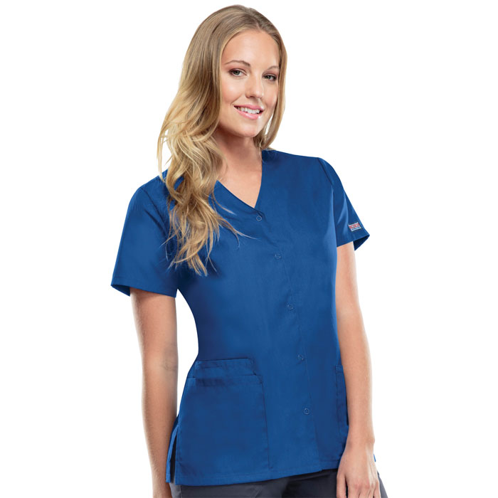 Cherokee Workwear - 4770 - Snap Front V-Neck Scrub Top