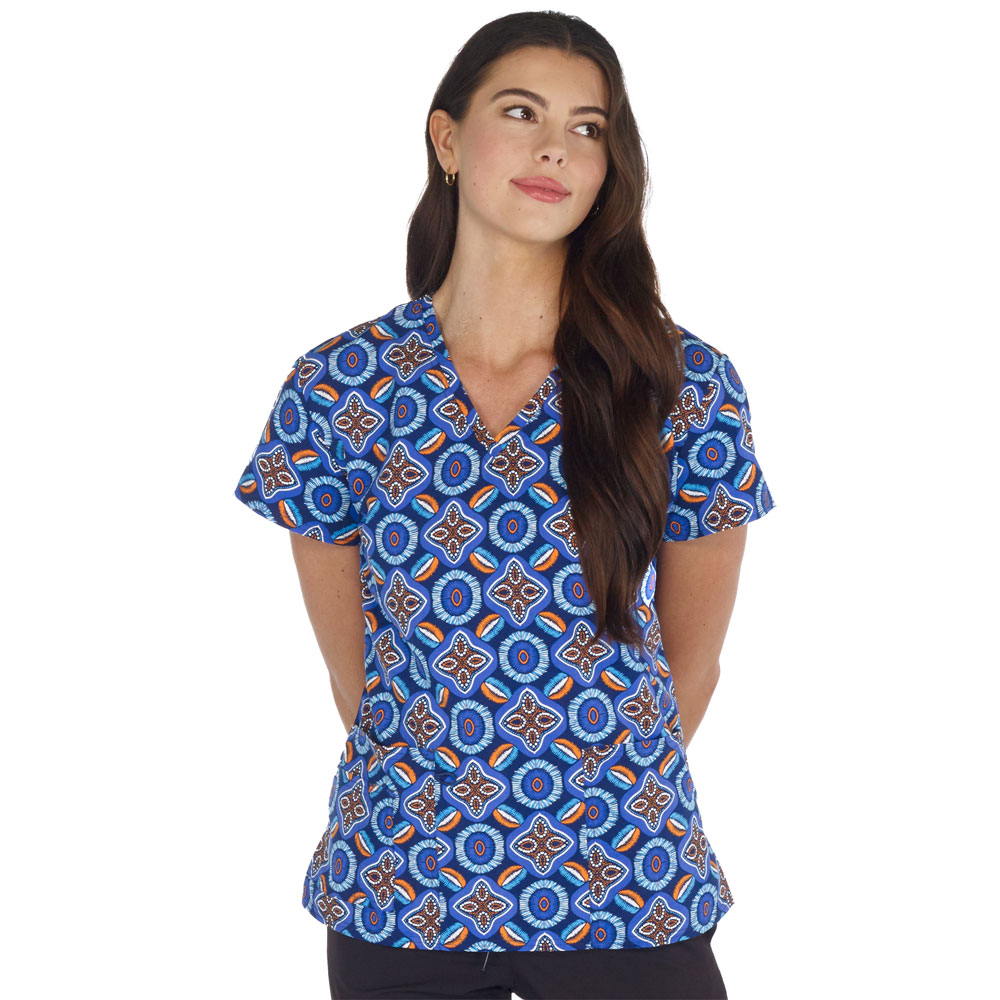 Scrubfinity, Ladies V-Neck 2 Pocket Scrub Top, TRIBAL SPIRIT