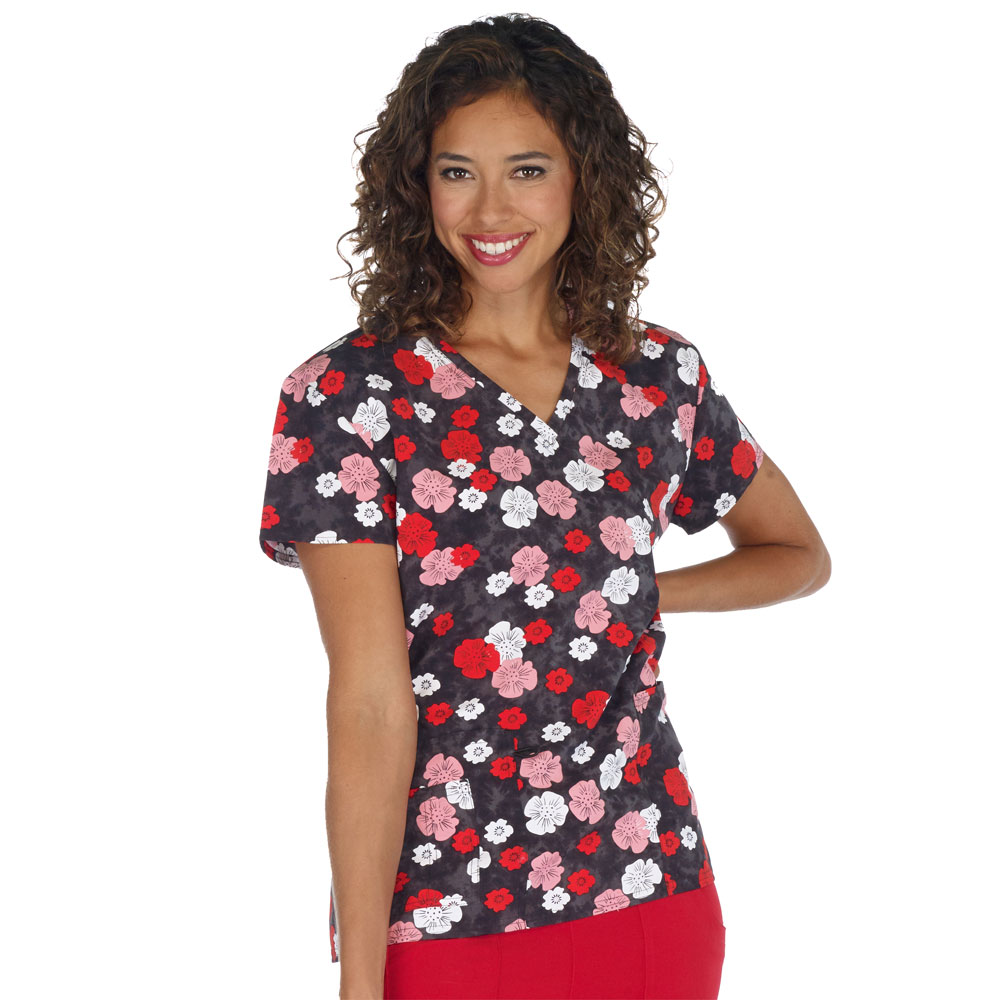 Scrubfinity - 5315-3150M - Ladies V-Neck 2 Pocket Scrub Top - SMOKY FLORAL