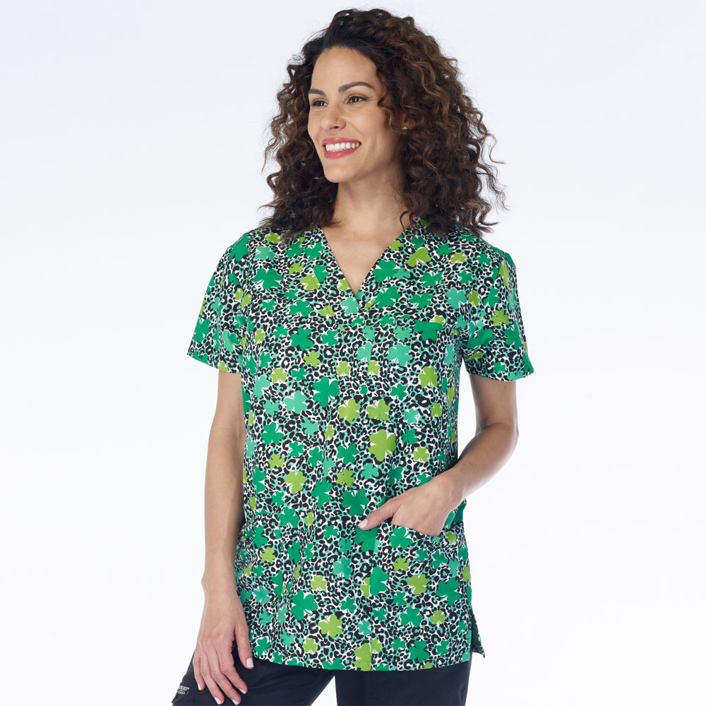 9904-3251M - Ladies 3 Pocket V-Neck Top - YOU SHAMROCK